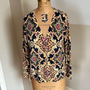 Talbots Moroccan Pattern Merino Wool Cardigan. L